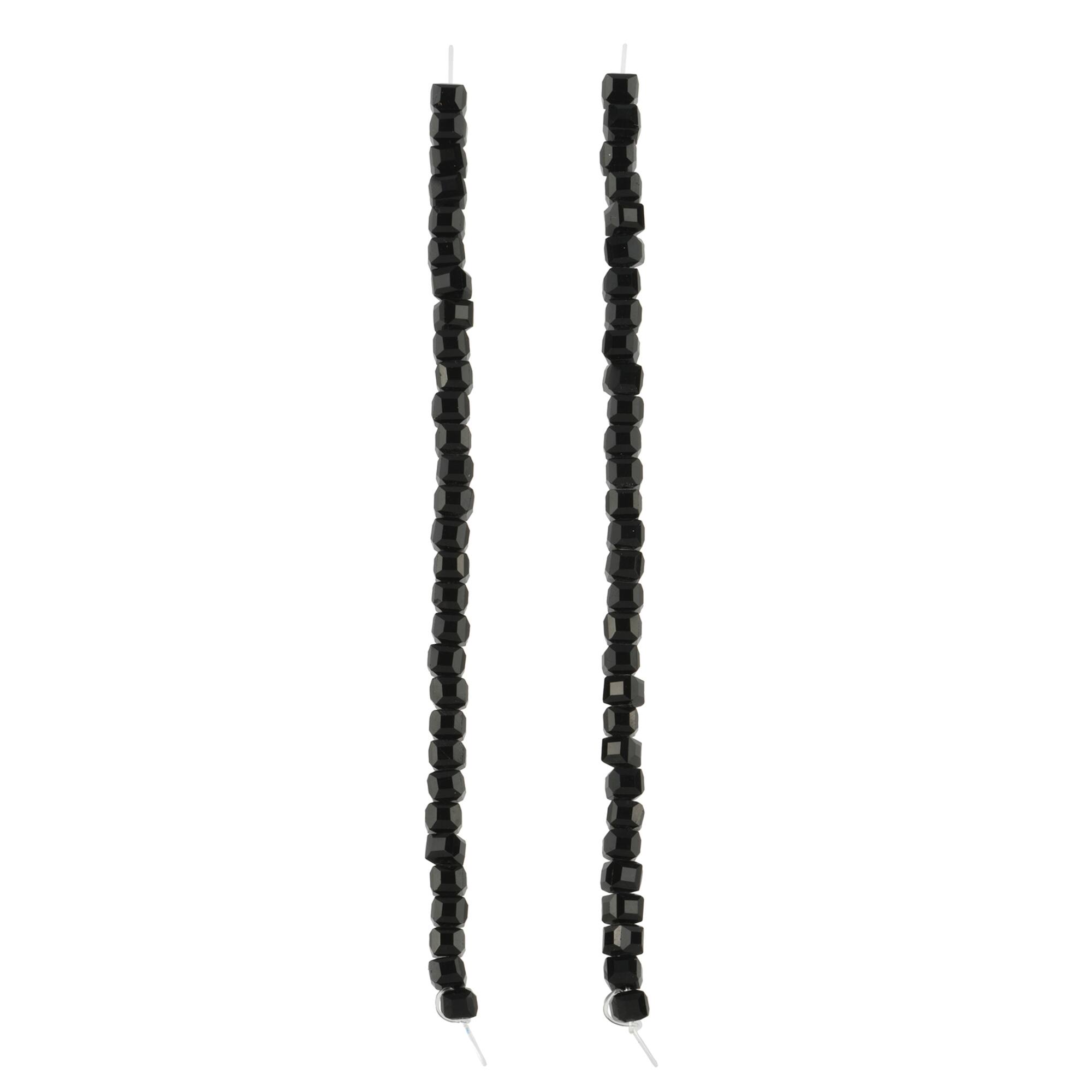 Black Faceted Glass Cube Beads, 4mm by Bead Landing™
